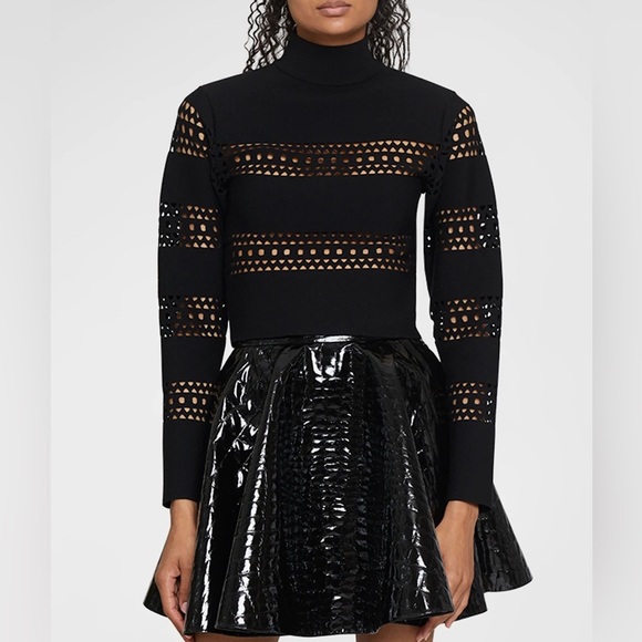 ALAÏA Vienne Wool-Blend Sweater in Black US 4 FR 36 NWT 2460$ - Picture 4 of 12